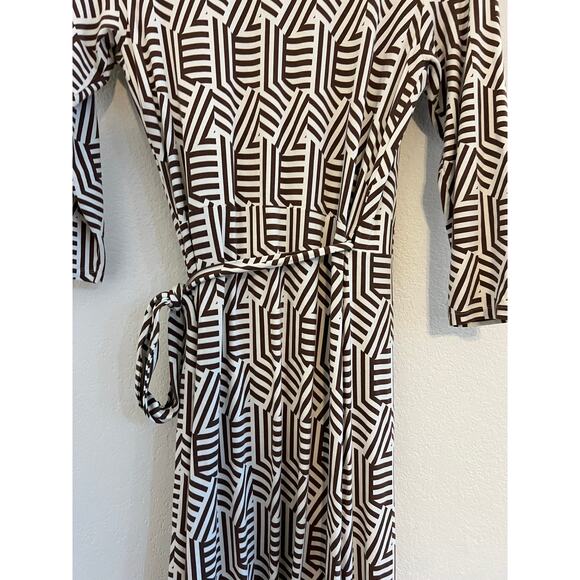Boden Geometric Belted Wrap Maxi Dress Womens Size 8 Boho Artst Event Vacation - Picture 10 of 16